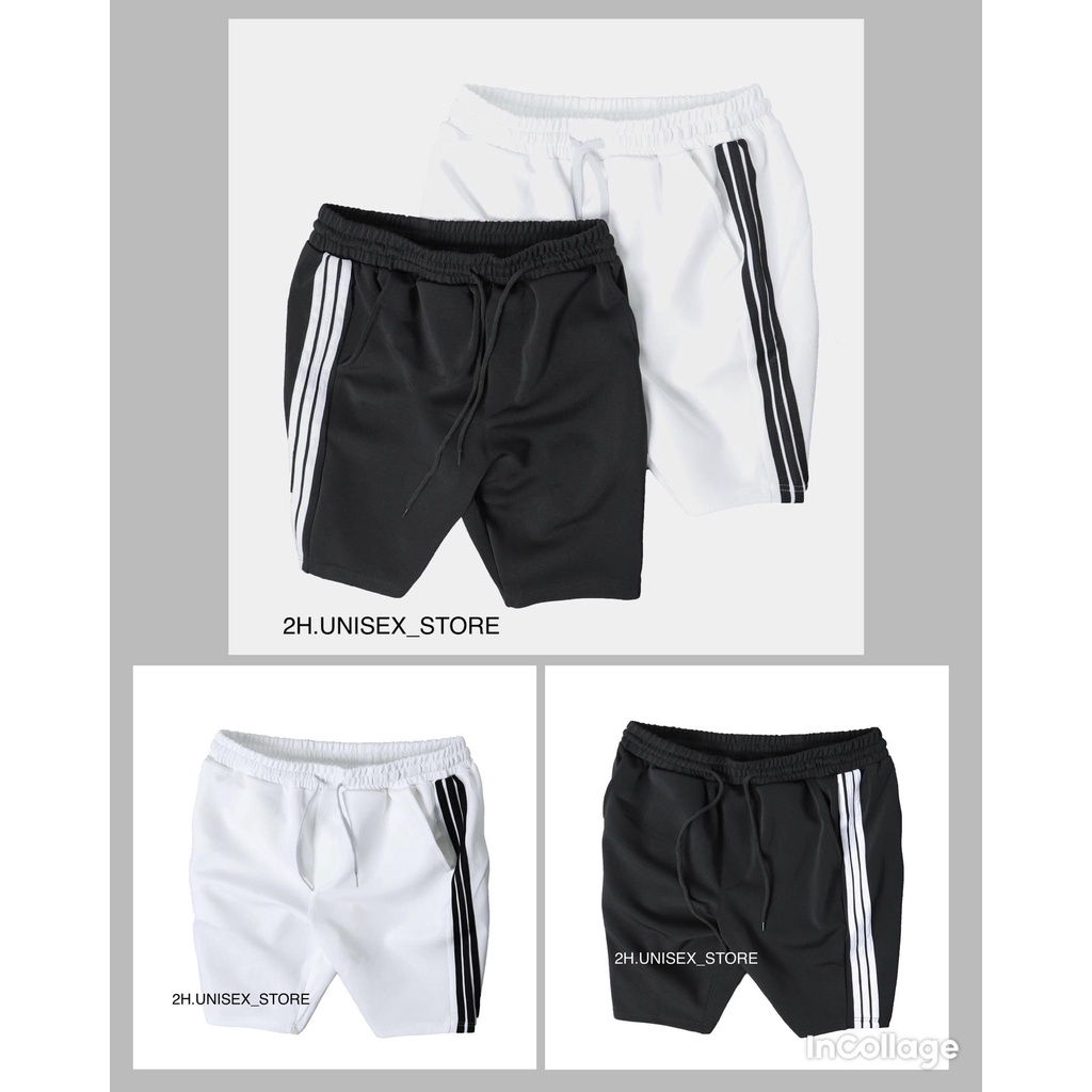 QUẦN SHORT 3 SỌC UNISEX CHẤT POLY CO GIẢN THOẢI MÁI