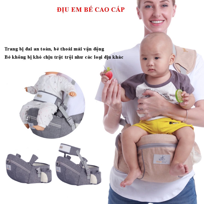 Địu cao cấp cho bé, địu em bé thiết kế tối giản, trang bị đai an toàn thoáng mát, cho bé thoải mái vận động