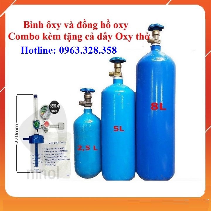 Bình oxy y tế, bình thở oxy các loại 5 lit, 8 lít, 40 lít đã đầy khí oxy nguyên chất 99% - Hà NỘI -30p là có