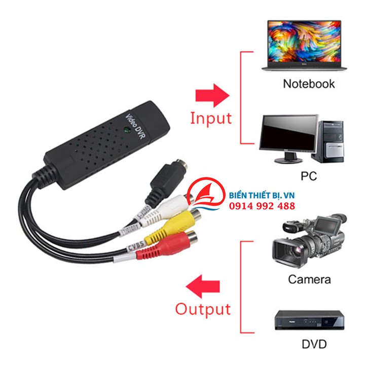 EasyCapture USB ghi hình AV, S-Video - Chuyển đổi USB 2.0 ra AV và Svideo, lưu hình ảnh Video từ Camera vào máy tính