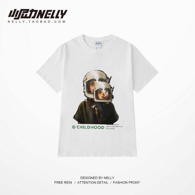 Áo thun ngắn tay cổ tròn in hình "CHILLHOOD" áo phông