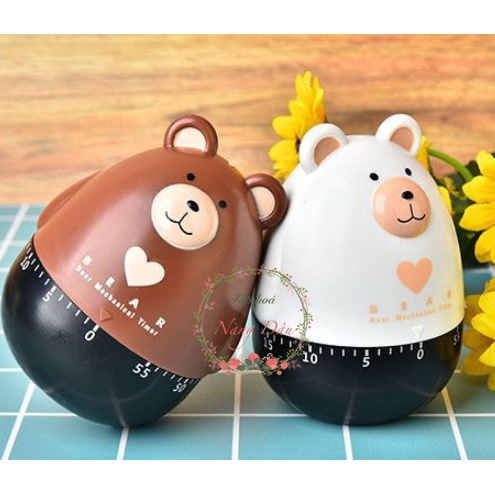 Đồng hồ hẹn giờ nấu ăn - báo thức - giờ đếm ngược cơ học - hình Gấu đáng yêu