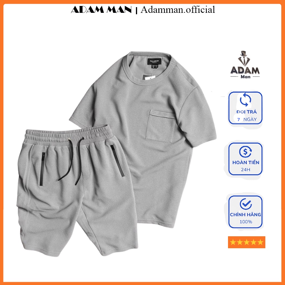 Bộ thể thao nam, bộ đồ quần áo nam mùa hè cộc tay, vải linen dày dặn, cap cấp co giãn 4 chiều - Adam Man