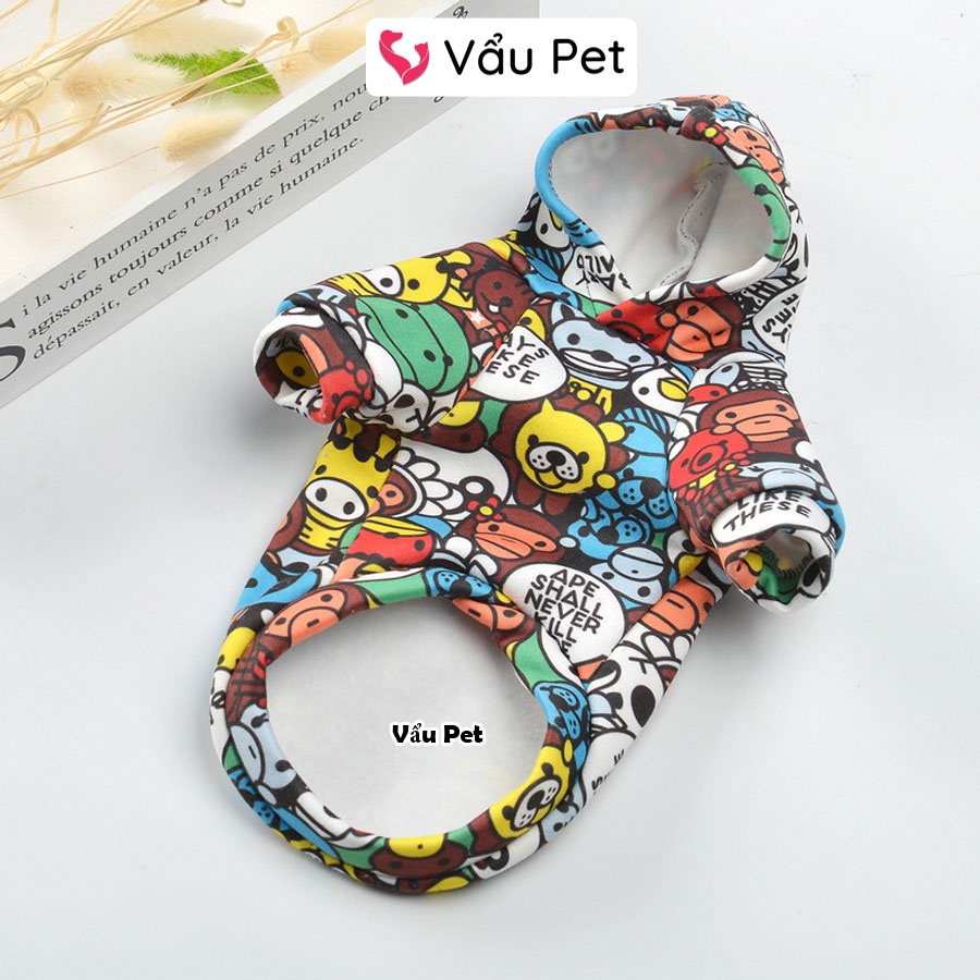 Áo Cho Chó Mèo Hoodie Comic- Quần Áo Cho Chó Poodle, Con, Lớn, Mèo, Thú Cưng Vẩu Pet Shop