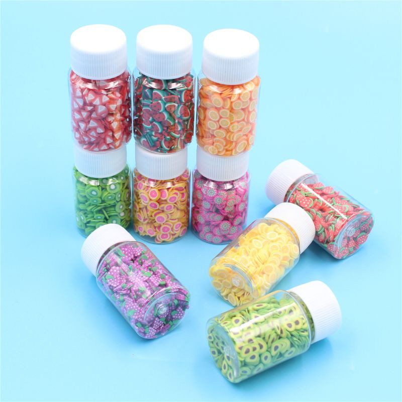 Chai 12000 mảnh slime đất sét mềm hình trái cây siêu nhẹ phụ kiện trang trí móng diy