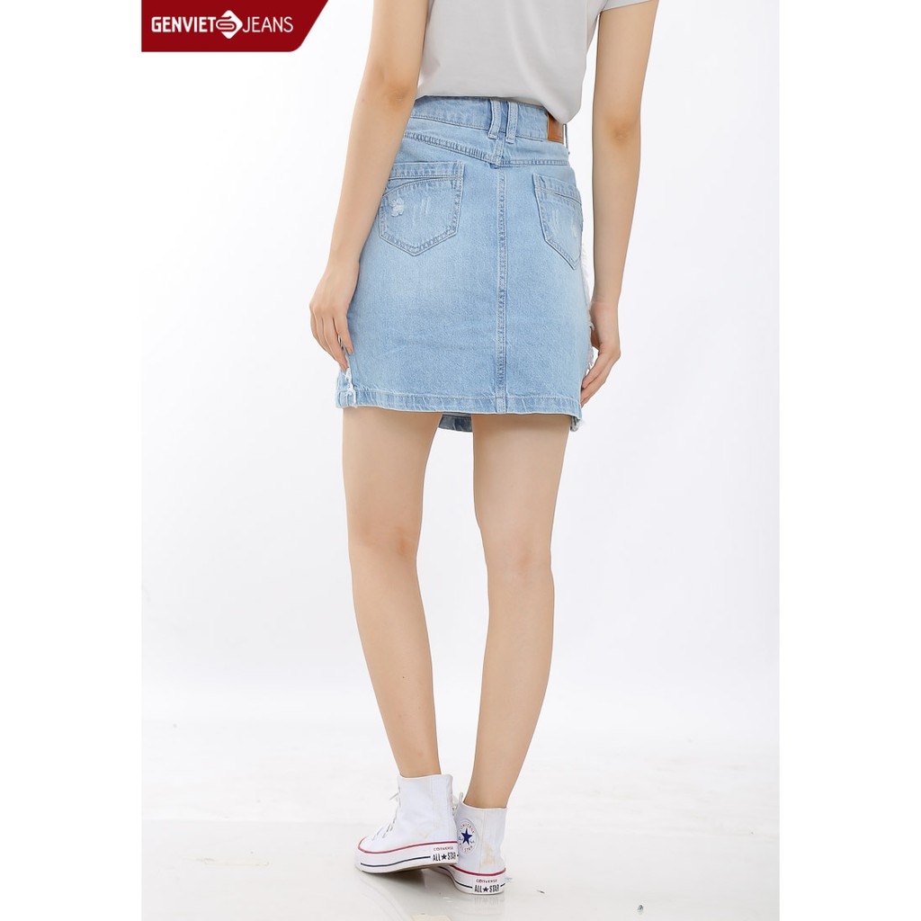 [Mã FASHIONMALLT4 giảm 15% đơn 150k] Zuýp jeans dáng A Nữ TJ328J493 GENVIET | BigBuy360 - bigbuy360.vn