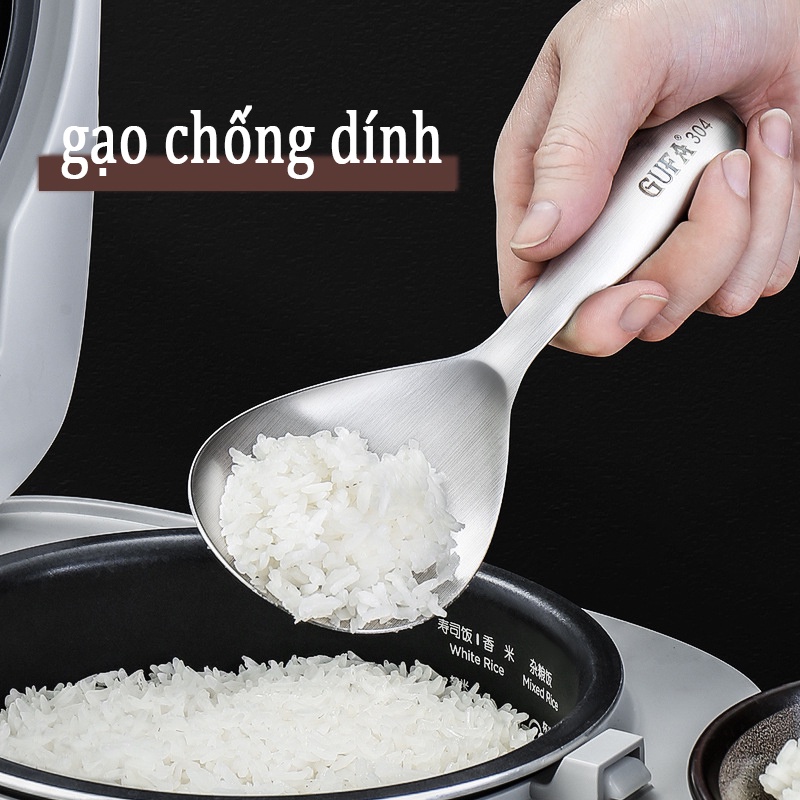 Muôi Xới Cơm Inox Làm bằng 304. thép không gỉ thìa cơm gia đình thìa cơm cán dài vật liệu tiếp xúc thực phẩm