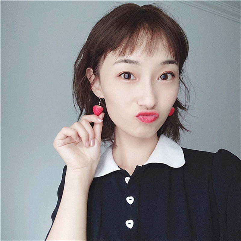 Đôi Bông Tai Hình Trái Dâu Sáng Tạo Thời Trang