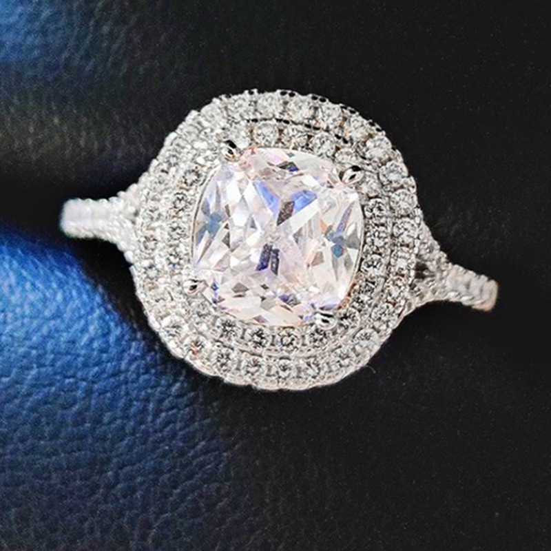 Nhẫn Đính Hôn Bạc Đính Đá Zircon Cao Cấp Màu Sắc Rực Rỡ Dành Cho Nữ