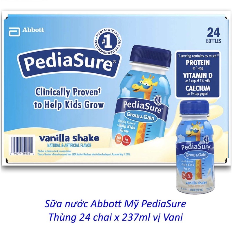 [AIR MỸ 6/22] Thùng 24 chai Sữa PediaSure hương Vanilla cho bé