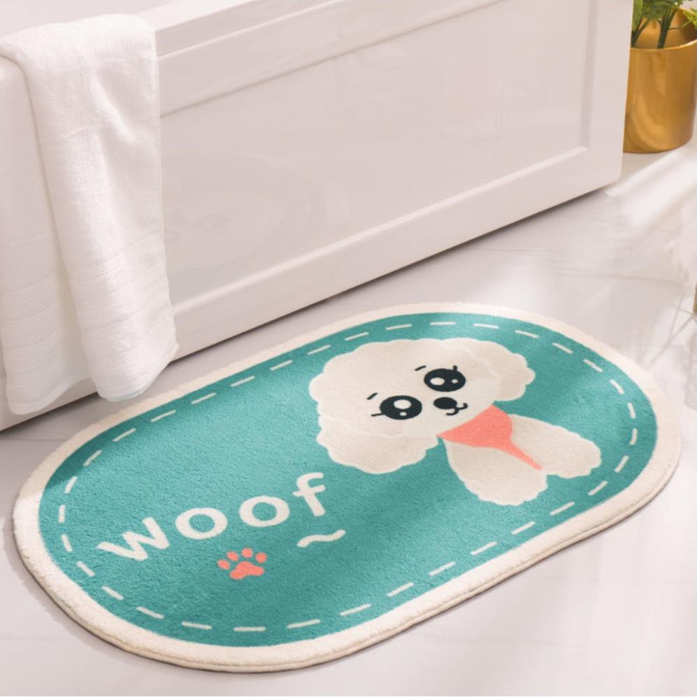 Thảm chùi chân 3D hình thú sợi lông dài êm ái, siêu thấm nước 40x60cm