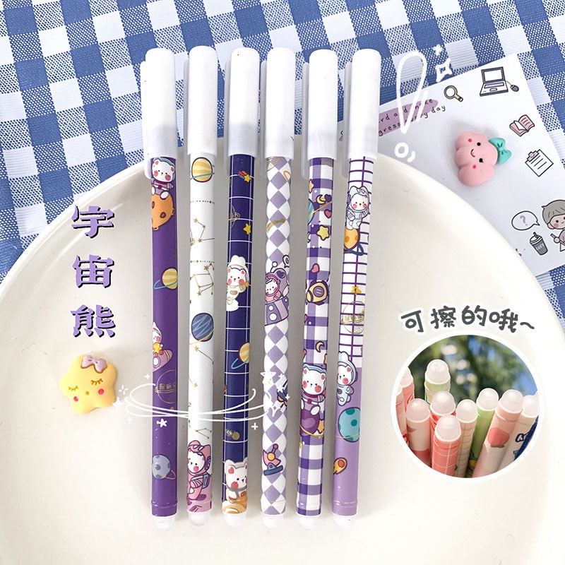 Bộ 10 Bút Mực Gel Ngòi 0.5mm Màu Xanh Dương Dễ Thương Có Thể Xóa Được Tiện Dụng