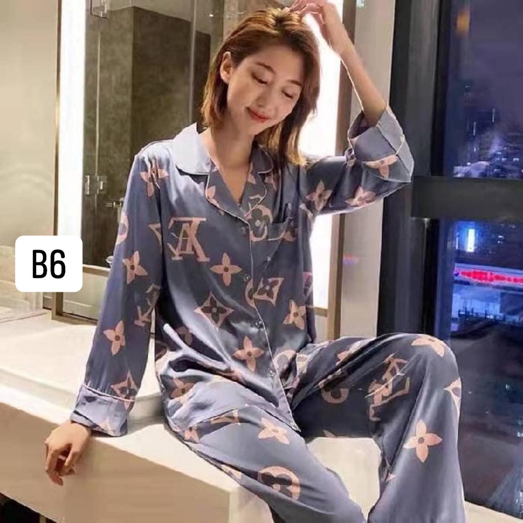 Đồ bộ nữ pijama lụa dài tay satin cao cấp mặc nhà mềm mịn thoải mái hàng Quảng Châu đồ ngủ pizama giá rẻ B1B10