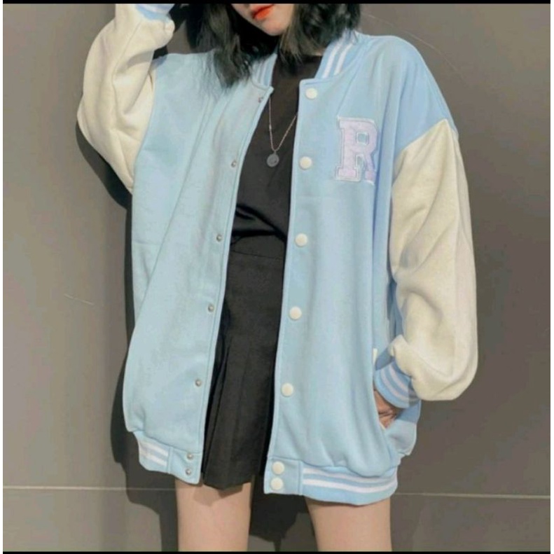 Áo Khoác Nỉ Bomber Thêu Logo Chữ R Form Rộng Unisex Thời Trang Z2 Store