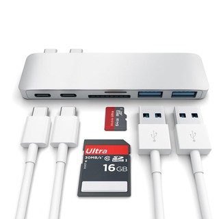 Thunderbolt 3 USB C Hub to PD/USB-C Date/TF/SD Card Reader/Hub 3.0 Adapter for MacBook Pro/Air 2018 Type-C