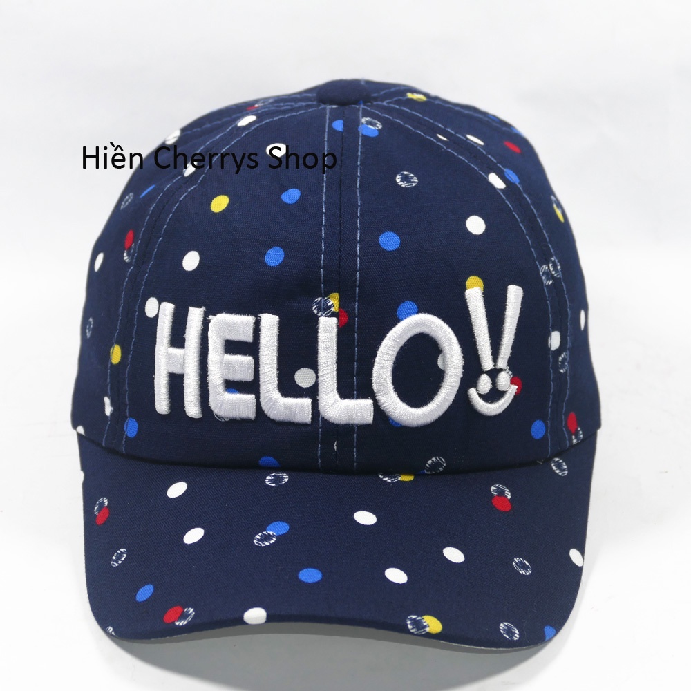 [ Hình thật ] Nón kết Hello cho trẻ em từ 4-7 tuổi chất liểu vải cotton cao cấp tạo cảm giác êm ái cho bé