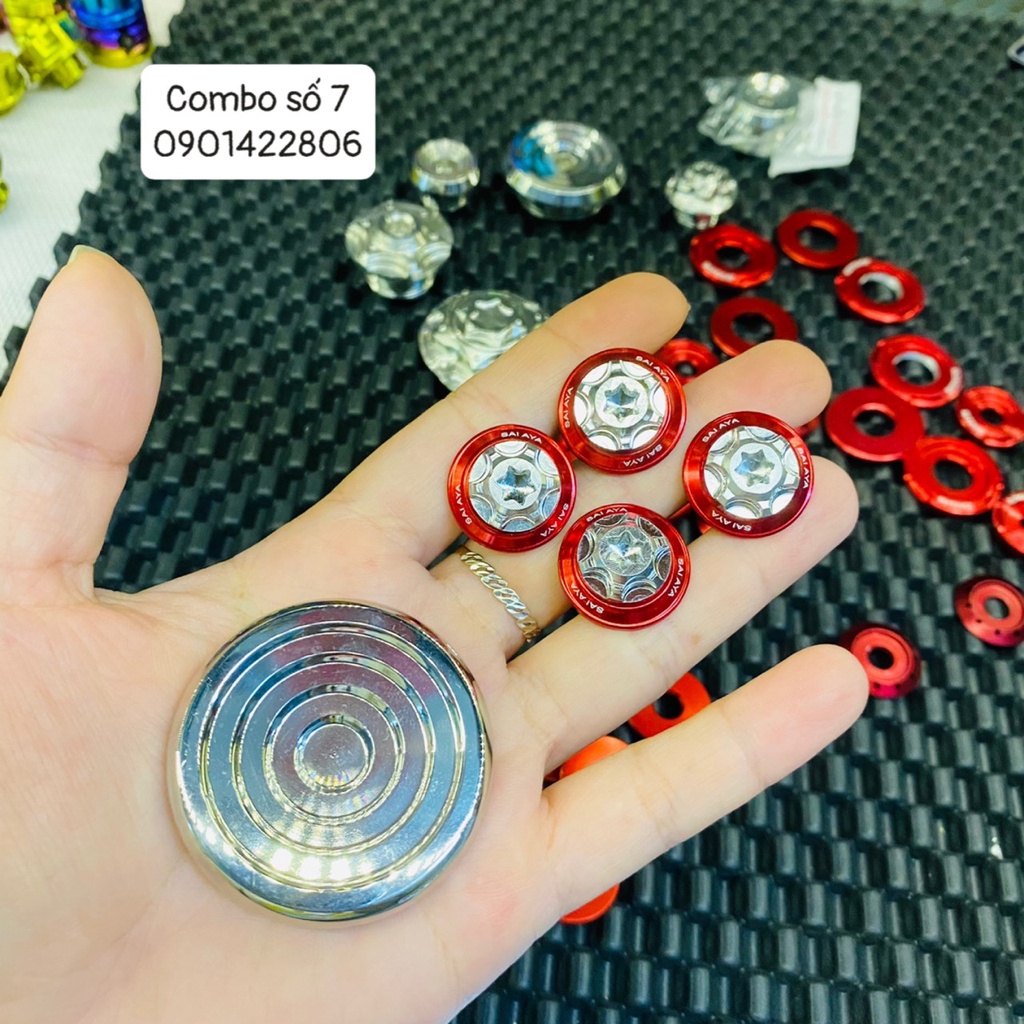 Combo Nắp Đậy Hộp Sên Salaya Inox304 Cho Wave, Dream, Futrue Kèm Ốc Salaya