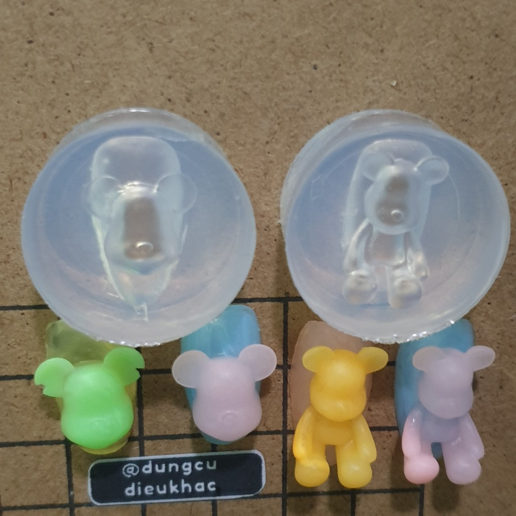 DIY - Khuôn charm gấu Bearbrick  trang trí nail 3D, đính điện thoại, làm phụ kiện trang sức thời trang, charm kẹp giấy