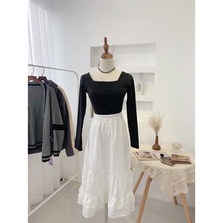[Mã FATHANG5 giảm 10K đơn 50K] Áo croptop cổ vuông dài tay