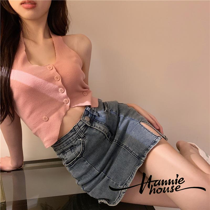 Áo tank top không tay hở lưng màu sắc đơn giản thời trang mùa hè cho nữ 4 màu tùy chọn