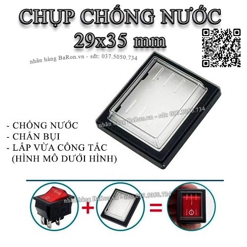 Công tắc có đèn 30A-250v chữ nhật kích thước 25x31mm thay thế cho công tắc nồi nấu phở, nồi điện, bếp điện
