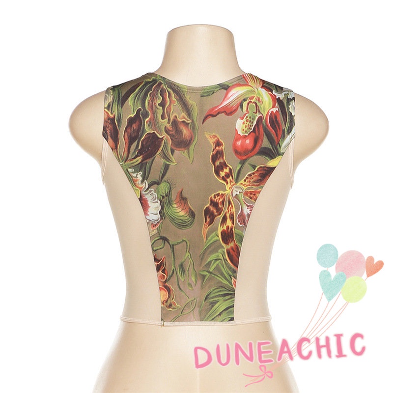 DUNEA Áo Tank Top Dáng Ôm In Họa Tiết Thời Trang Cho Nữ