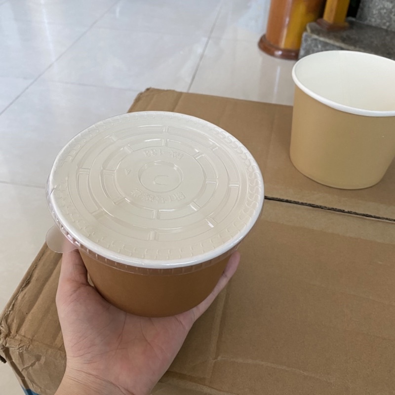 Set 50 tô giấy nâu 800ml kèm nắp