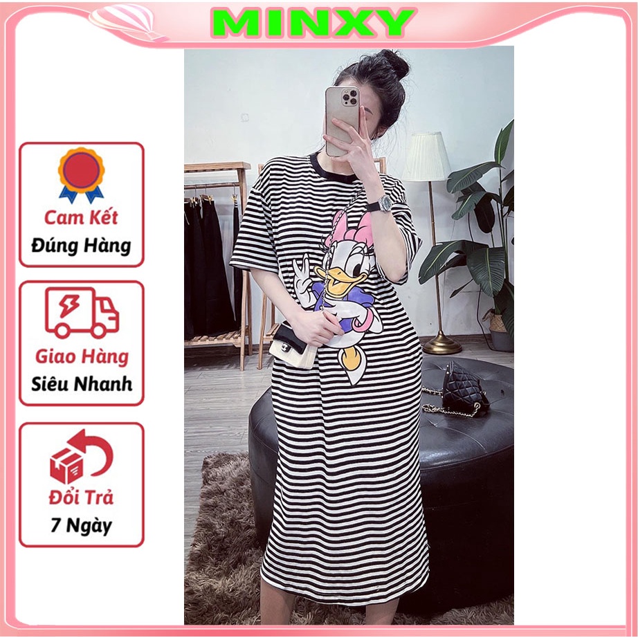 Váy suông kẻ,đầm dáng rộng,dáng maxi siêu trẻ trung,chất cottor-Minxy shop