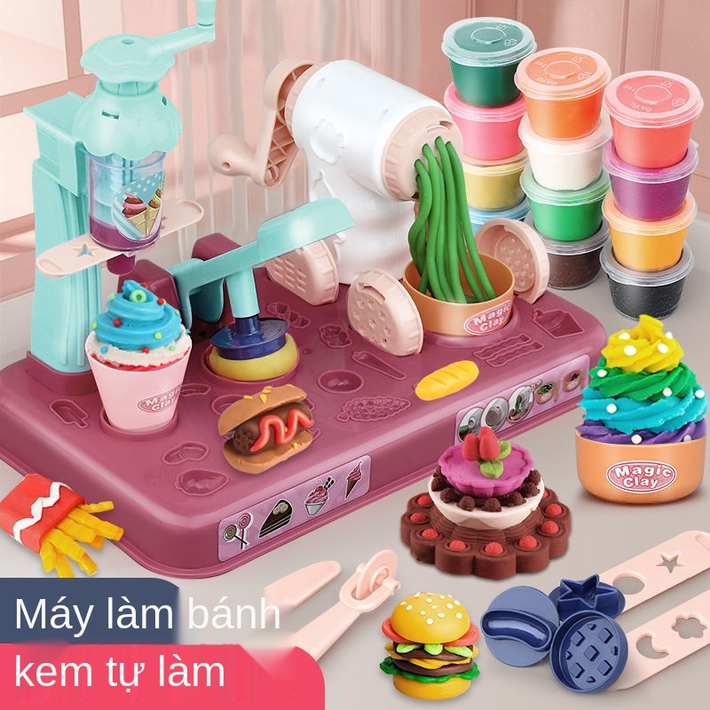 M Trẻ em màu đất sét dẻo bộ khuôn tự làm kem bò mì ống máy cô gái chơi nhà đồ giáo dục