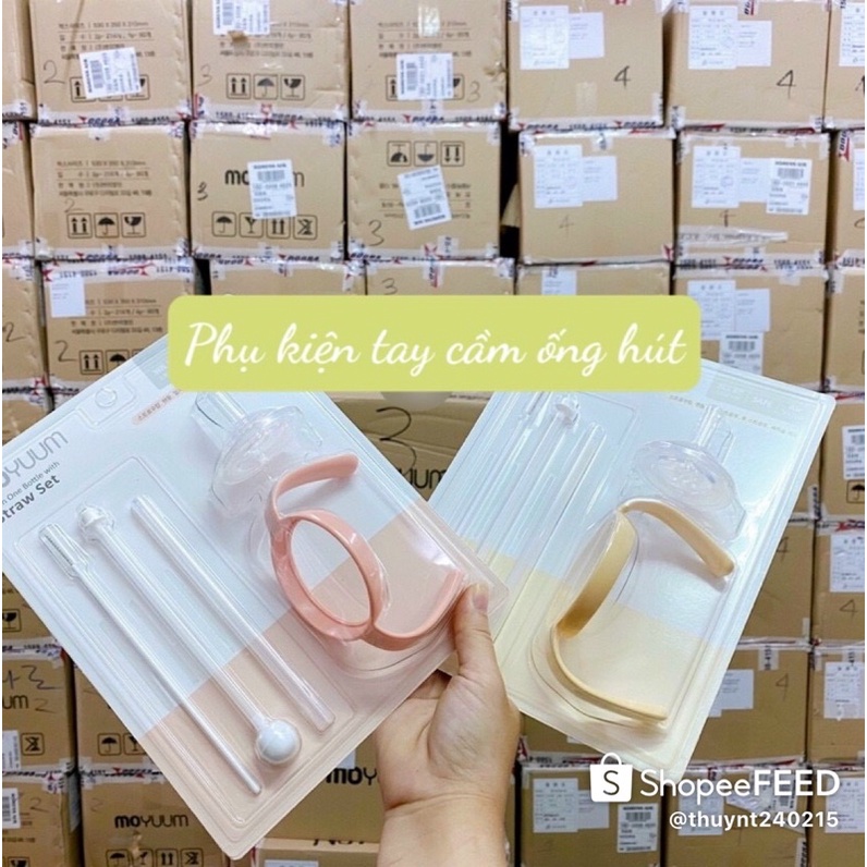 Bộ phụ kiện ống hút tay cầm Moyuum xanh/be/hồng/vàng_ Hàng chính hãng