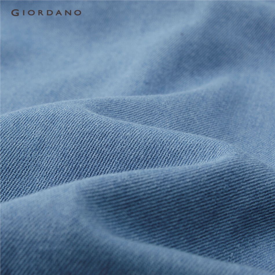 Áo sơ mi denim GIORDANO 13042882 dài tay đã được giặt sạch thời trang thường ngày cho nam