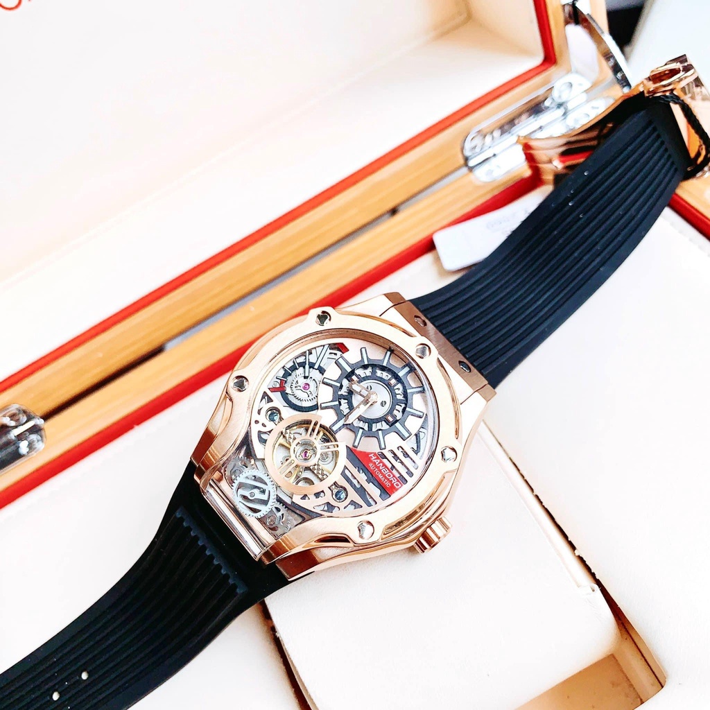 Đồng Hồ Nam Huboler Hanboro Automatic , Dây Cao Su , Size 45mm fullbox
