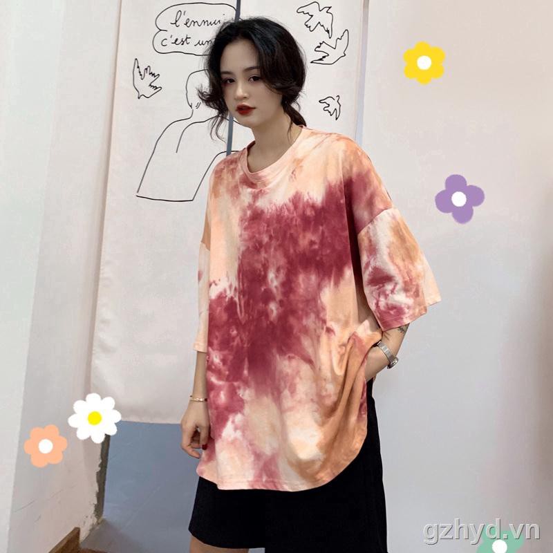 JS Korean fashion dyed short-sleeved shirt Áo