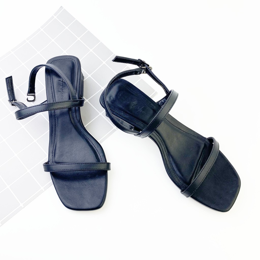 Sandal nữ quai ngang dây mảnh thời trang HISHOO cao 3cm màu kem S052