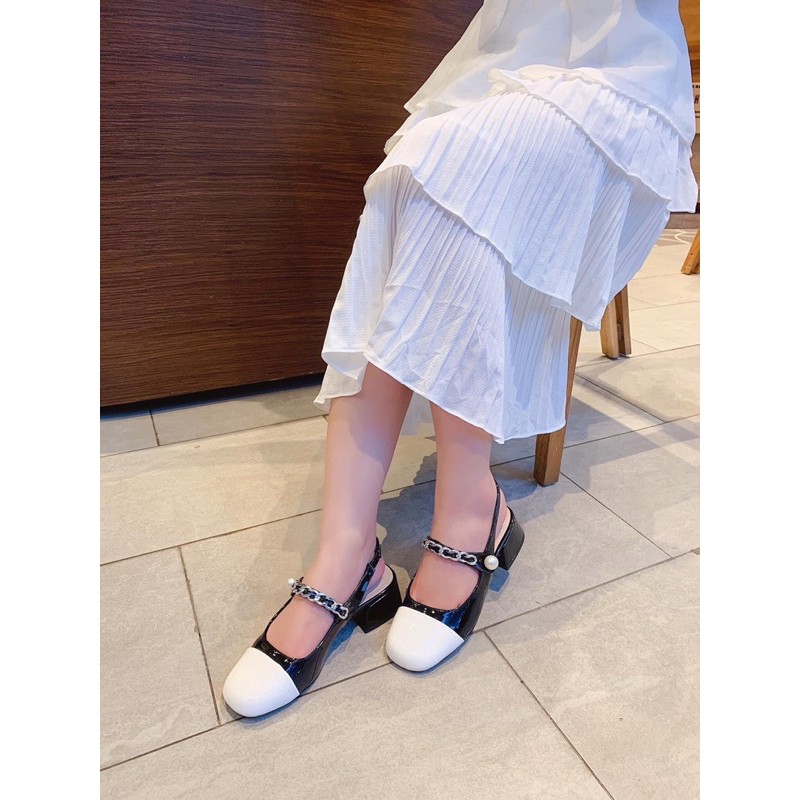 Sandal miu miu quai xích pha mũi fullbox