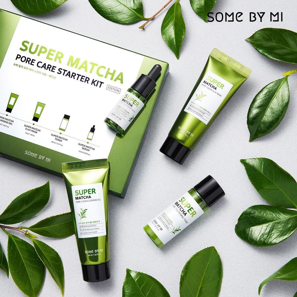 Bộ Kit 4 Món Giúp Se Khít Lỗ Chân Lông, Giảm Mụn Đầu Đen Some By Mi Super Matcha Pore Care Starter Kit (Edition)