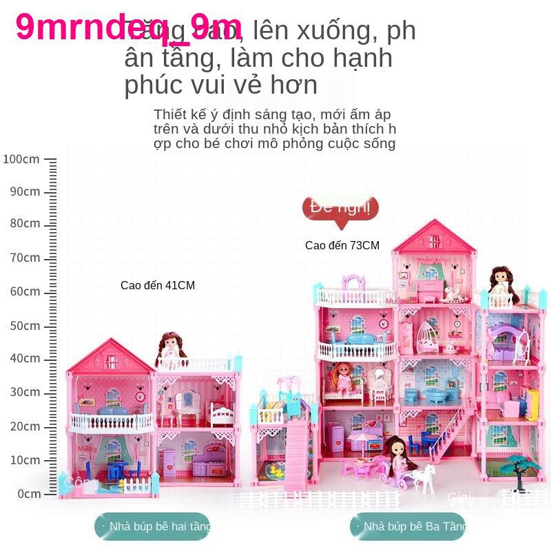 Ngôi nhà vui chơi cho trẻ em Barbie Biệt thự lắp ráp búp bê Bộ mô phỏng Công chúa Lâu đài Cô gái Hộp quà sinh n