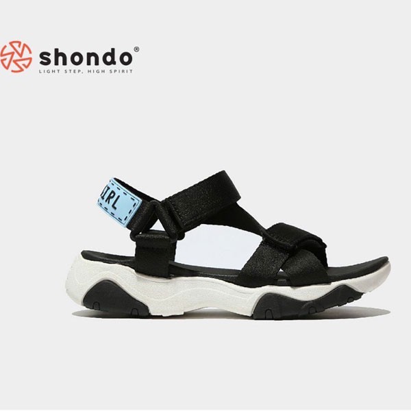 Giày Sandals SHONDO Girly - GIM0010-Đế Trắng Quai Đen