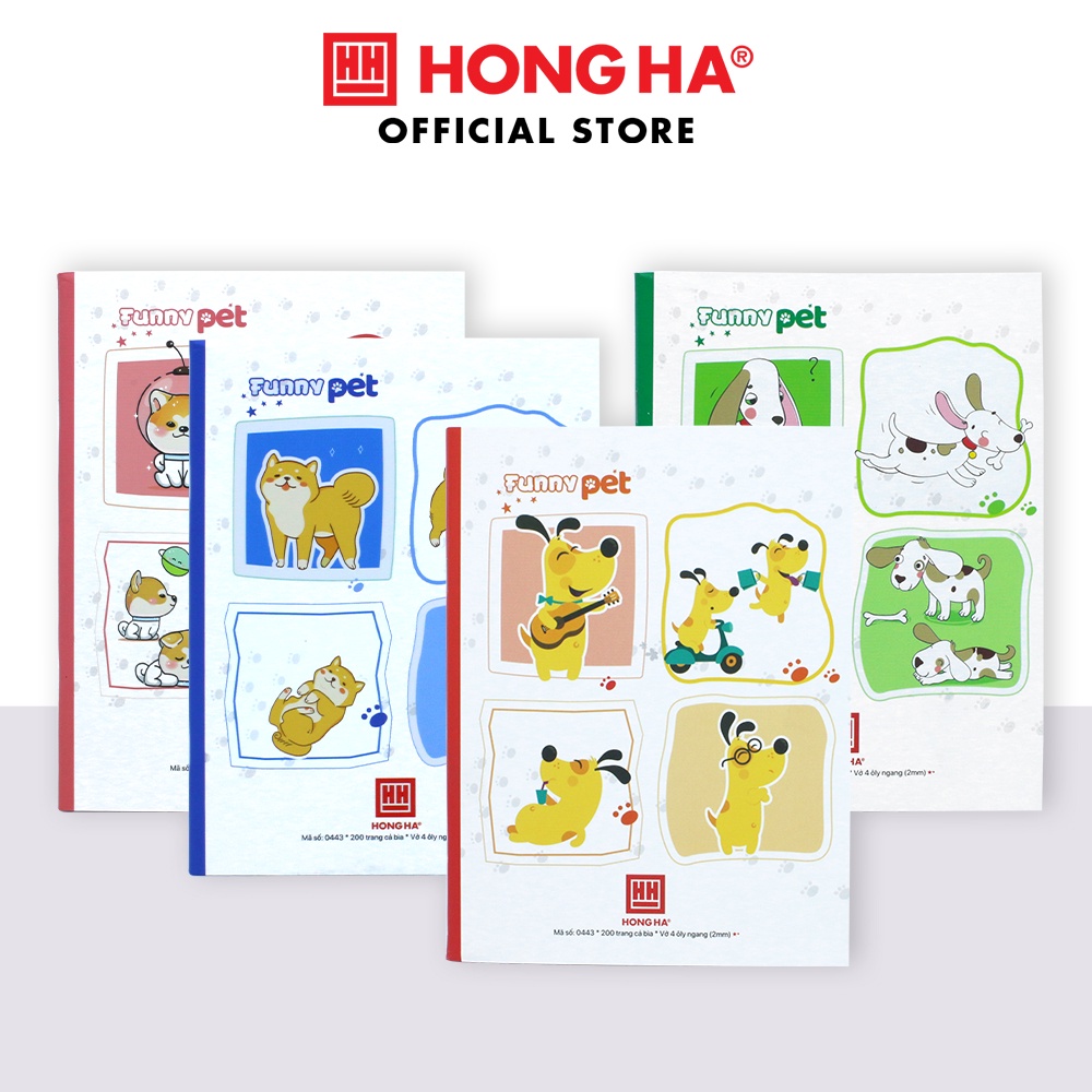 Vở 4 ly ngang Hồng Hà 200 trang Class Funny Pet - 0443 | Vở học sinh miền Trung - miền Nam
