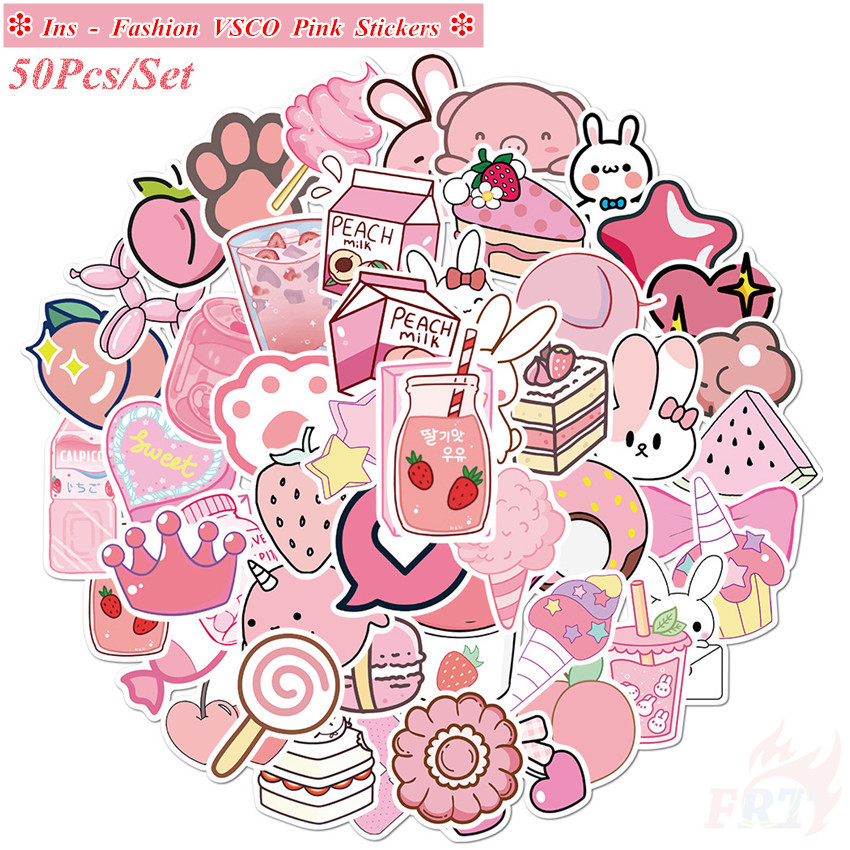 ❉ VSCO： Pink Romantic Series 04 - Sweet Girl Graffiti Stickers ❉ 50Pcs/Set Mixed Fashion DIY Luggage Laptop Skateboard Doodle Decals Stickers