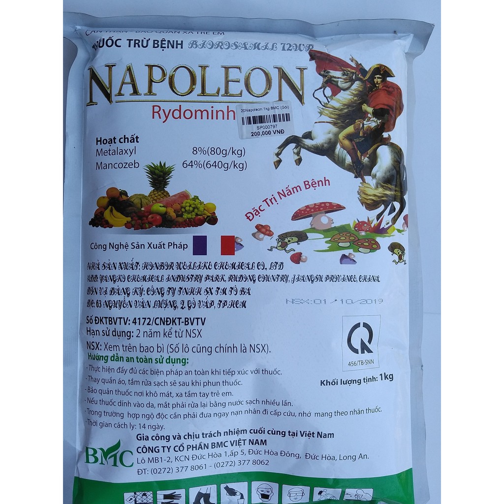 sản phẩm trừ thán thư, rỉ sắt, cháy lá, nứt vỏ xì mủ cây  Napoleon 1kg BMC (Gói)