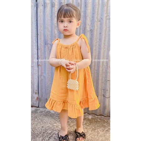 Váy 2 Dây Bé Gái 8-20kg Chất Thô Xốp Mềm Đuôi Cá, Đầm Đi Biển, Đi Chơi, Mặc Nhà Cho Bé - AN.KID