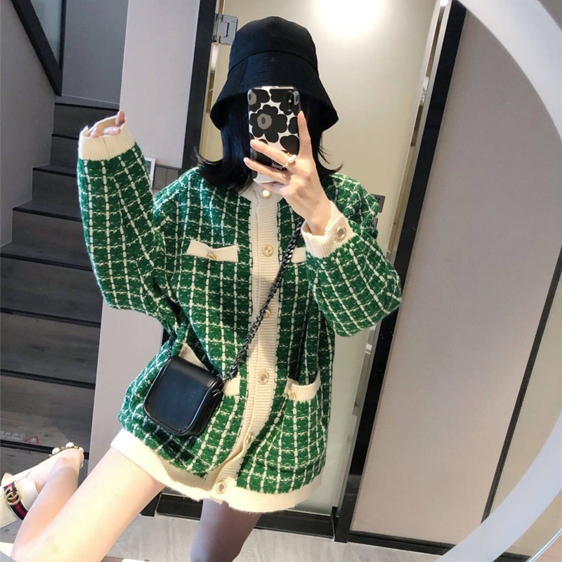 Hàng Sẵn_ Áo khoác Cardigan dáng rộng áo dạ tweed phong cách Hàn
