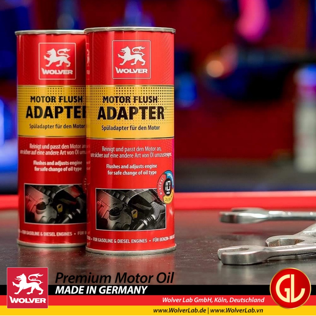 Súc động cơ xe hơi ô tô Wolver Motor Flush Adapter 350ml German Lubricant - Wolver Adapter 350mL - Adapter 350mL