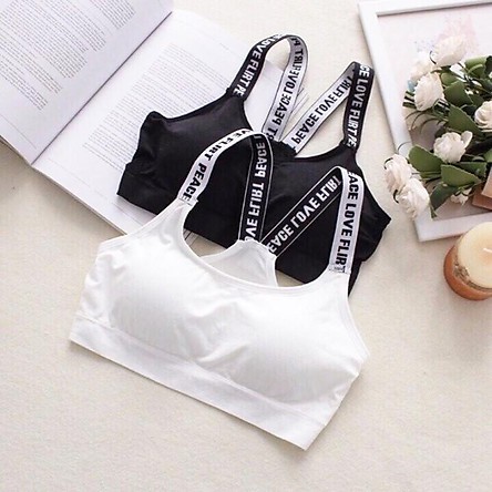 Bra dây chữ peace love flirt sports bra - Letters bra PLBPLF01