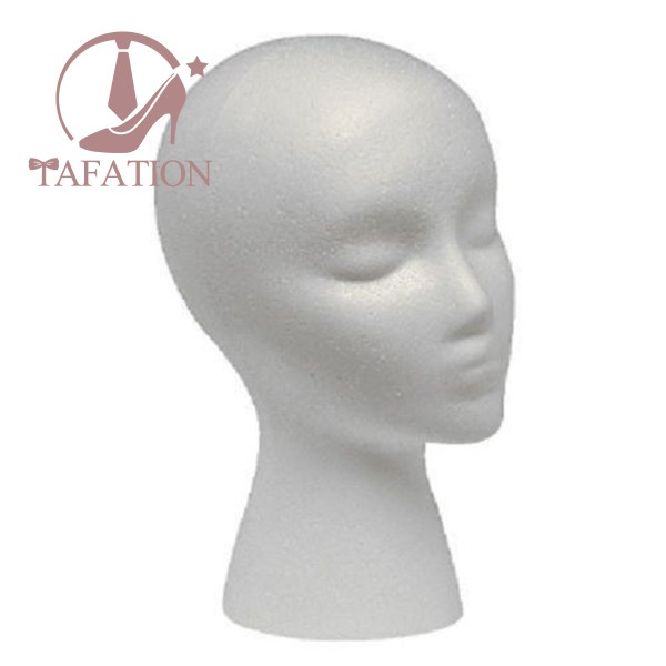 Đầu ma nơ canh bằng xốp màu trắng dùng để trưng bày tóc giả