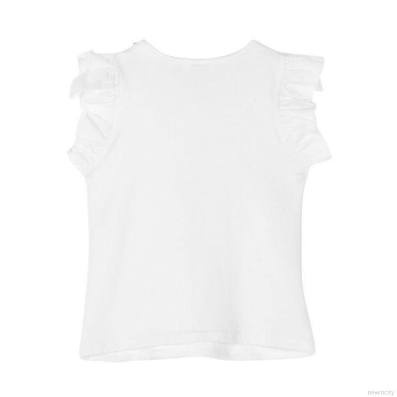 Bộ quần áo gồm 2 món áo thun không tay áo + quần short mùa hè cho bé gái