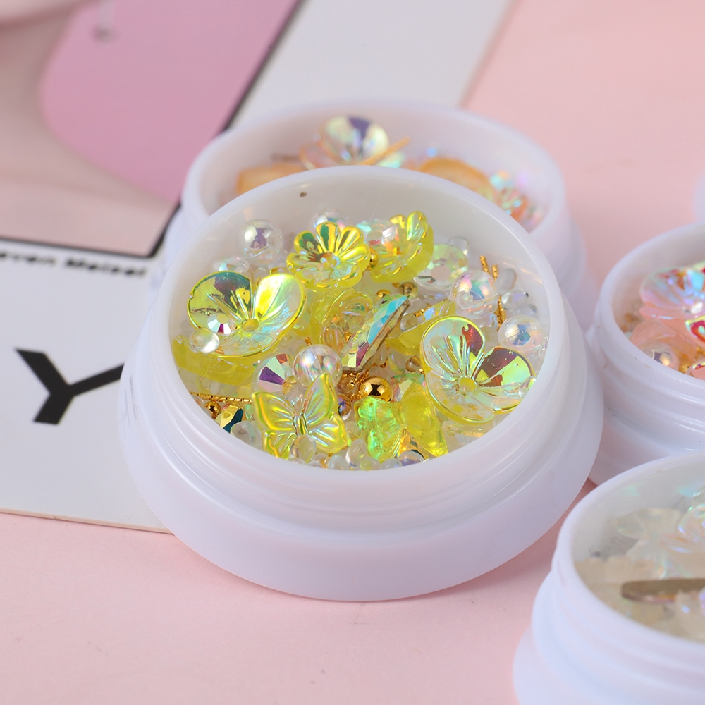 Đinh Tán Hình Bướm Bằng Kim Loại Đính Ngọc Trai Giả Trang Trí Móng Tay