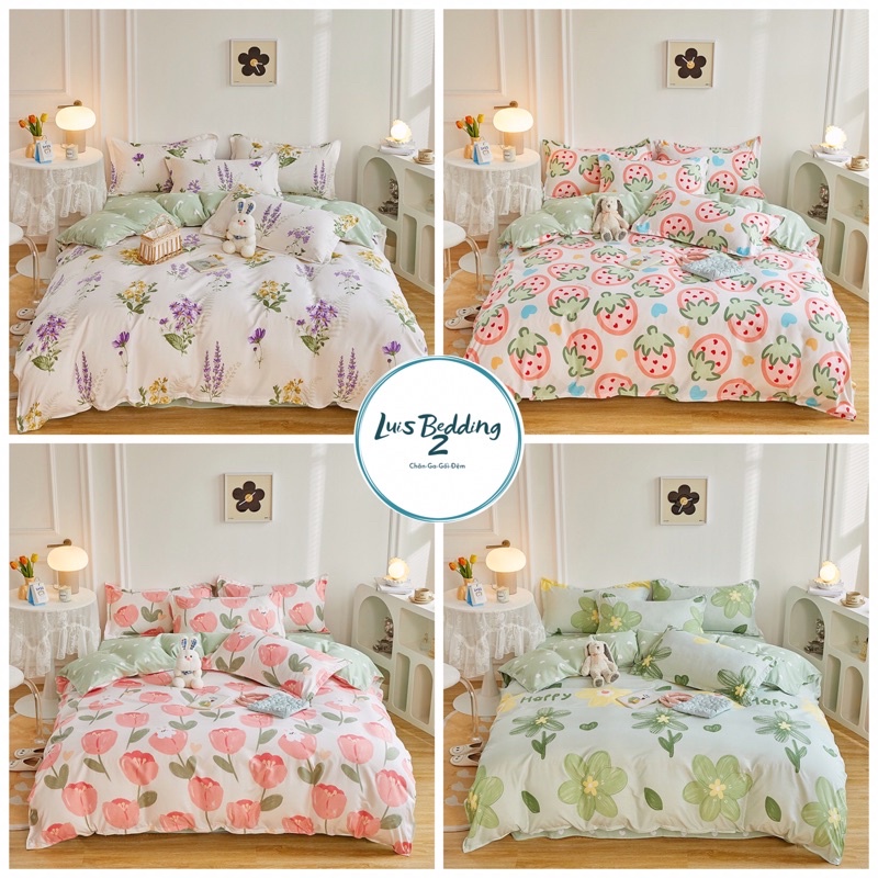 Bộ Chăn Ga Và Gối Cotton Poly Mẫu Hoa Nhí Vintage ,Decor Phòng Ngủ ,Chụp Ảnh