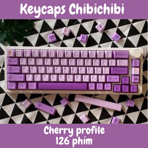 Keycaps PBT Chibichibi Cherry Profile 126 Nút Dành Cho phím cơ